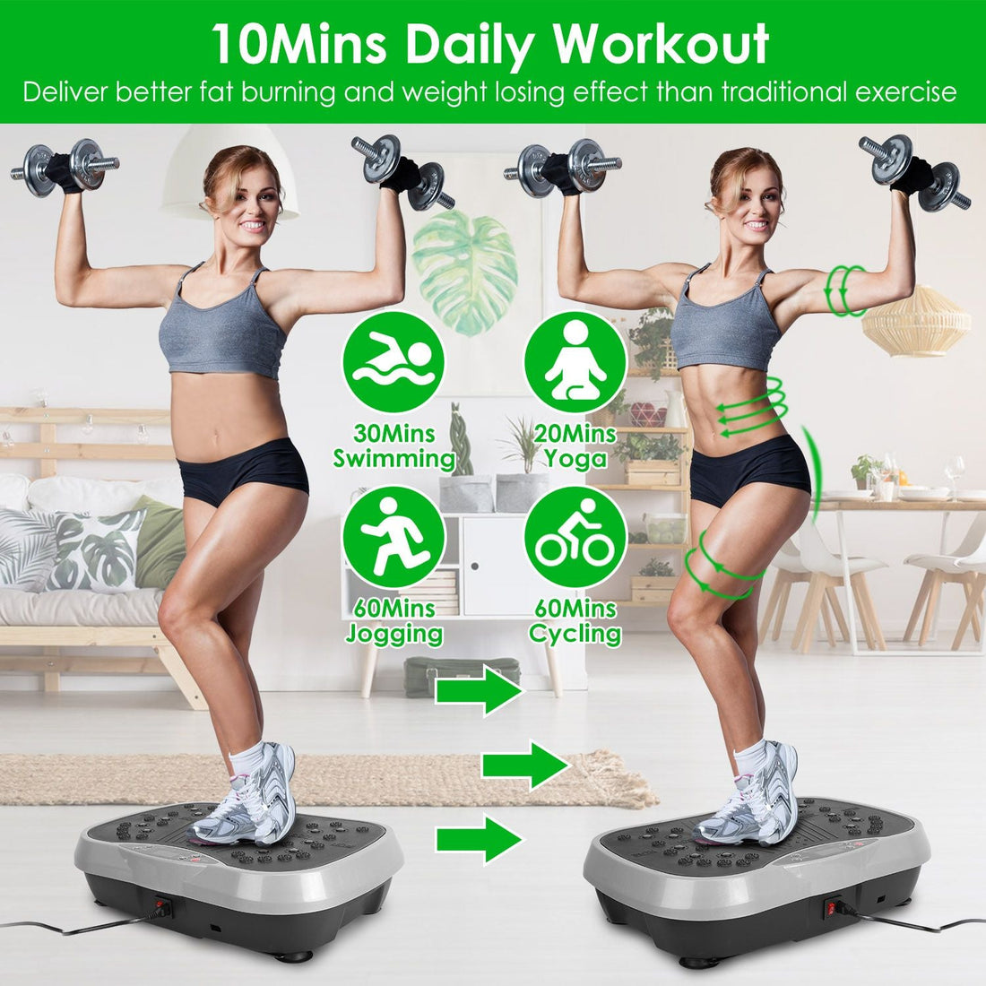 Vibration Plate Exercise Machine with Resistance Bands Remote Control