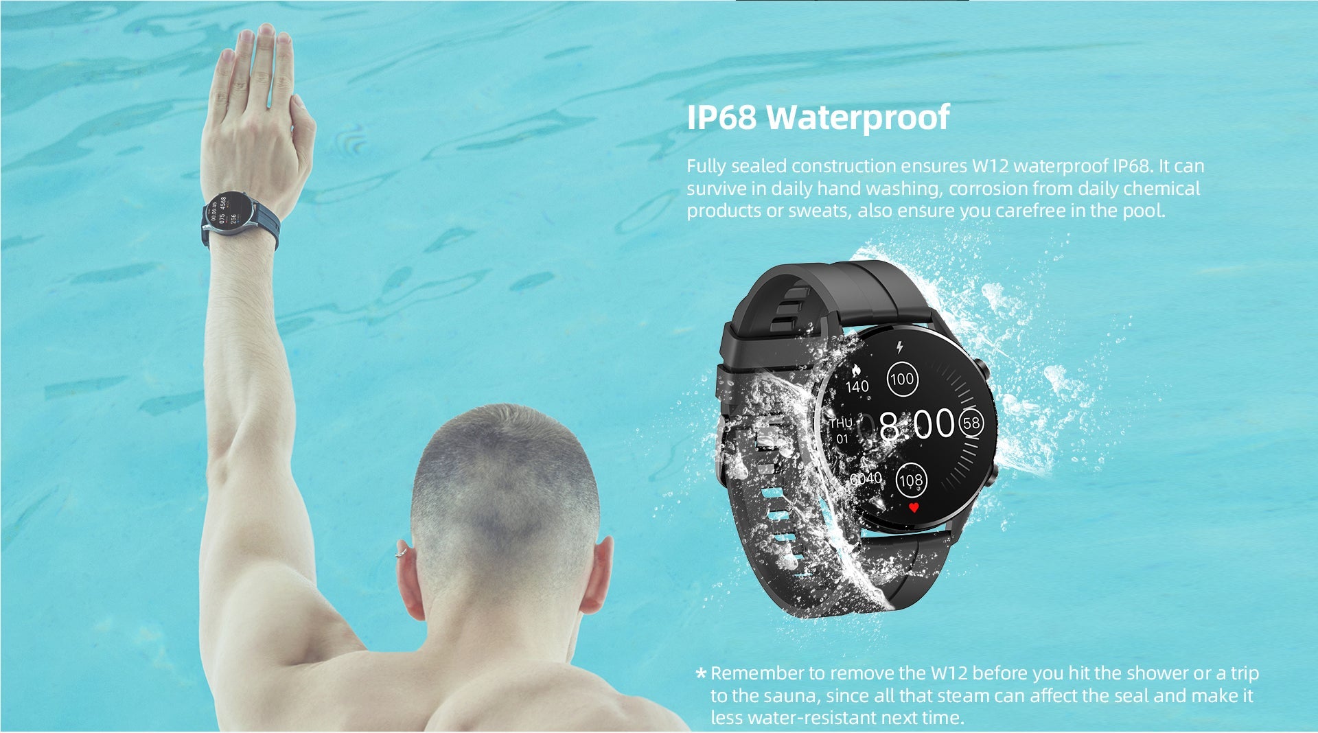 W12 Smart Watch – Bluetooth Fitness Tracker Black