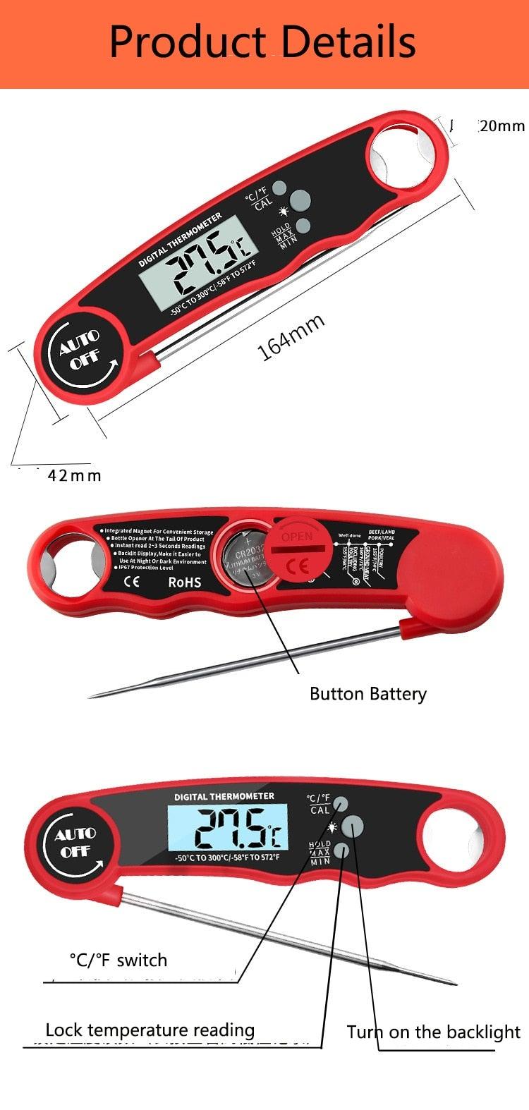 Digital Kitchen Thermometer Meat Water Milk Waterproof Cooking Probe
