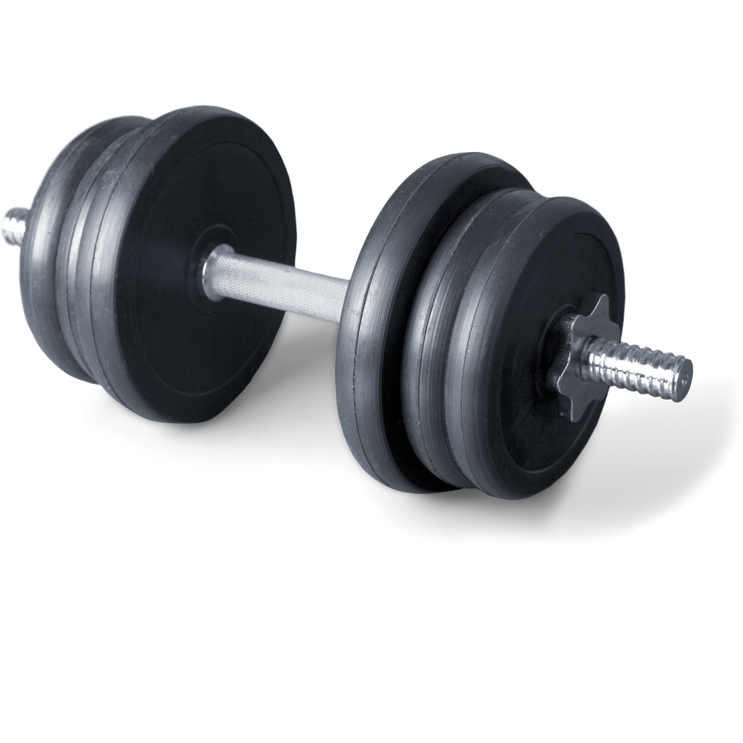 Pair of black dumbbells on a white background