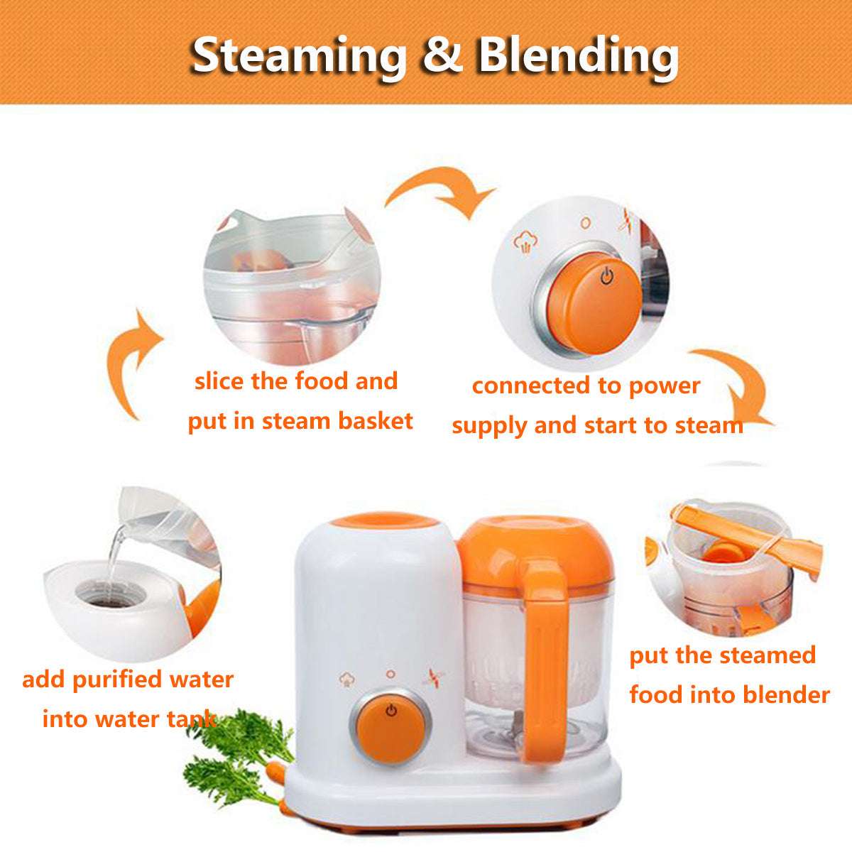Multi-Function Baby Food Processor Milk Warmer Blender Cooking Device