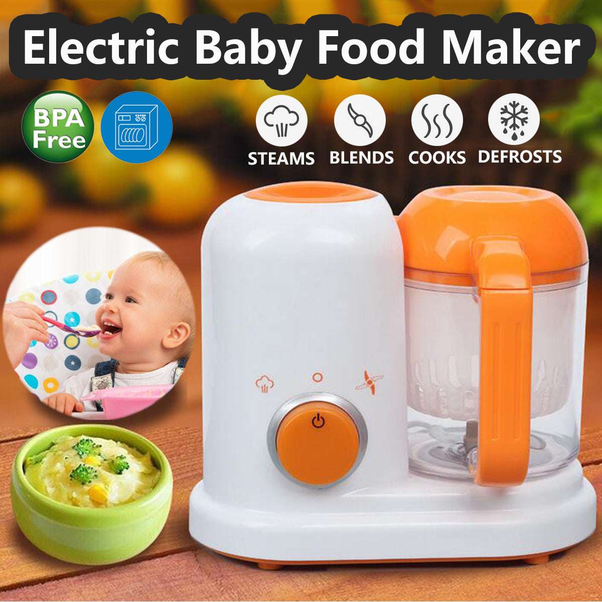 Multi-Function Baby Food Processor Milk Warmer Blender Cooking Device