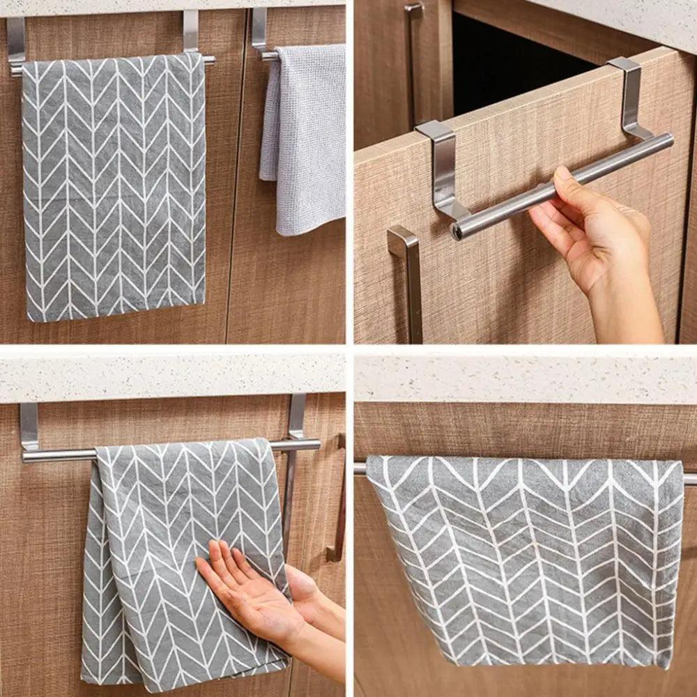 Over Door Towel Rack Stainless Steel Hanging Holder Bathroom Kitchen
